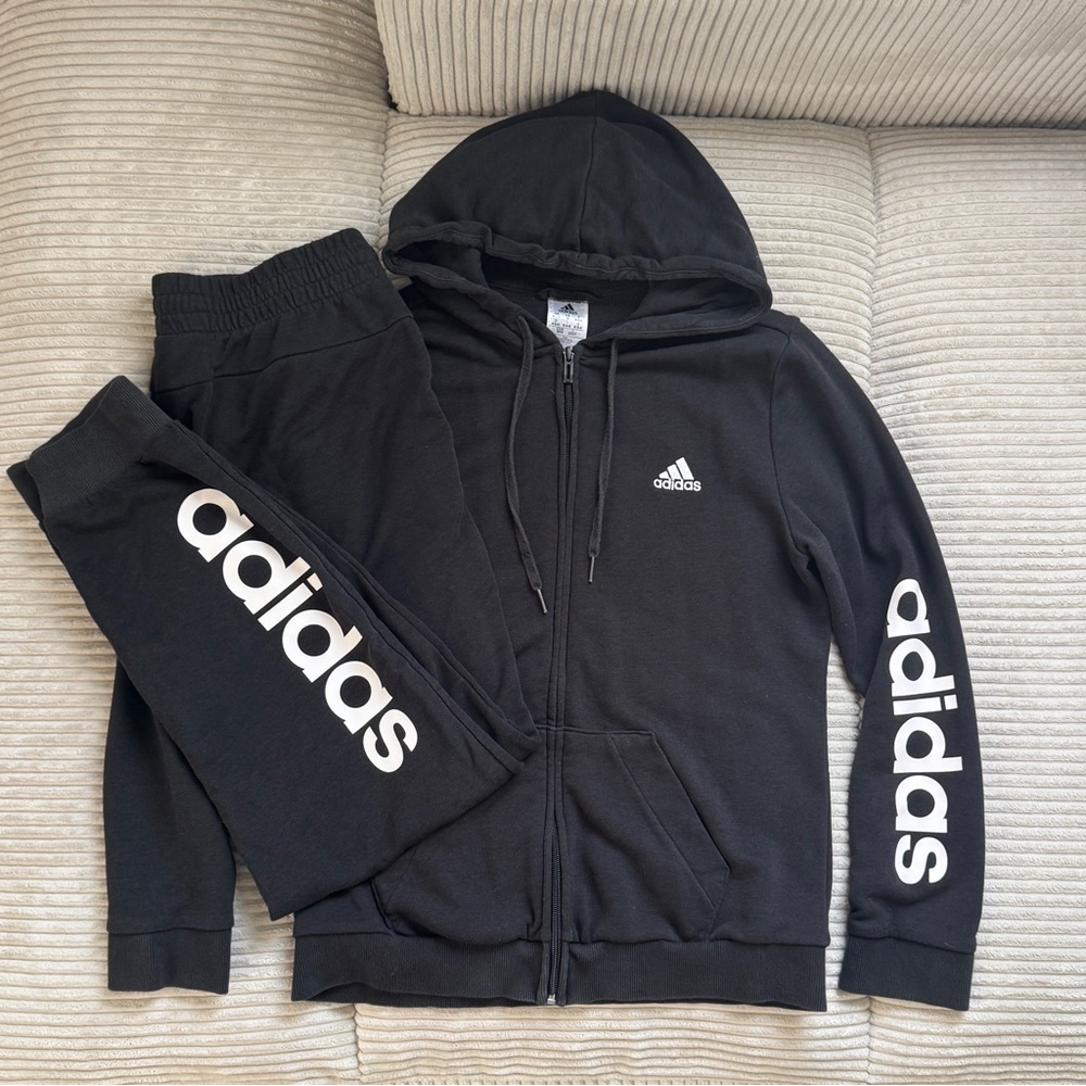 Adidas Matching Zipper Hoodie and Joggers Set